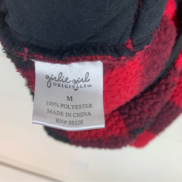 Girlie Girl C.C. Fleece Buffalo Check Red & Black Quarter Zip Women’s Size M - Picture 8 of 9